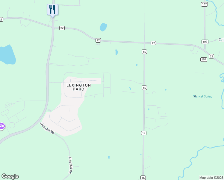 map of restaurants, bars, coffee shops, grocery stores, and more near 6201 County Road 16 in Montevallo