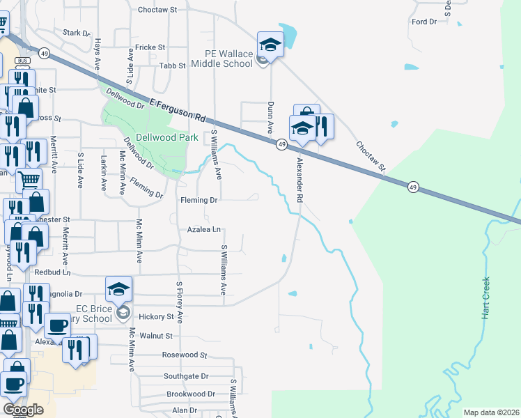 map of restaurants, bars, coffee shops, grocery stores, and more near 908 Fleming Dr in Mt Pleasant