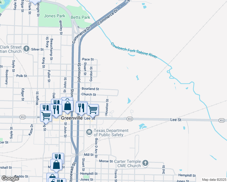 map of restaurants, bars, coffee shops, grocery stores, and more near 1912 Church Street in Greenville