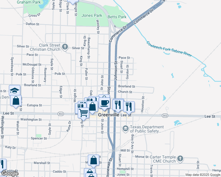 map of restaurants, bars, coffee shops, grocery stores, and more near 2013 Stonewall Street in Greenville