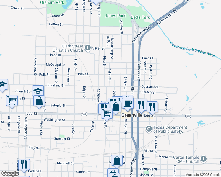 map of restaurants, bars, coffee shops, grocery stores, and more near 2114 King Street in Greenville