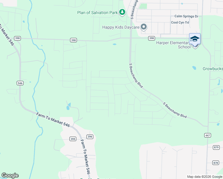 map of restaurants, bars, coffee shops, grocery stores, and more near 7593 County Road 396 in Princeton