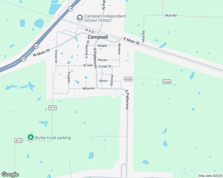 map of restaurants, bars, coffee shops, grocery stores, and more near 1204 Farm to Market Road 513 in Campbell