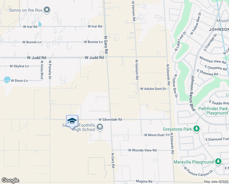 map of restaurants, bars, coffee shops, grocery stores, and more near 27993-28627 North Gary Road in Queen Creek