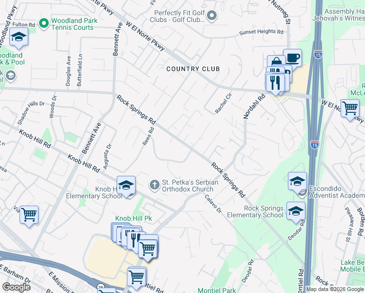 map of restaurants, bars, coffee shops, grocery stores, and more near 1925 Rock Springs Road in San Marcos
