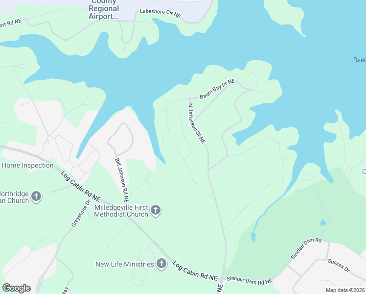 map of restaurants, bars, coffee shops, grocery stores, and more near 119 Eagles Rest Northeast in Milledgeville