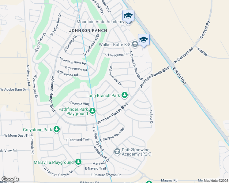 map of restaurants, bars, coffee shops, grocery stores, and more near 29127 North Mountain View Road in Queen Creek