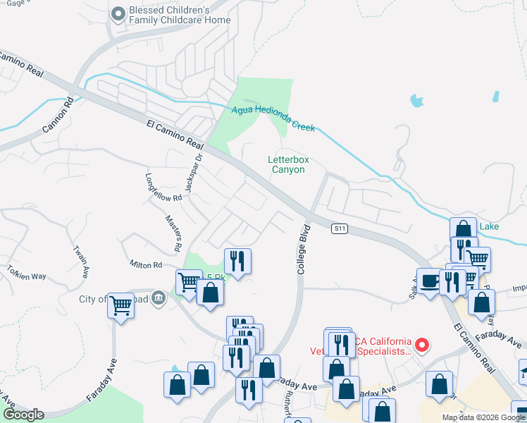 map of restaurants, bars, coffee shops, grocery stores, and more near in Carlsbad