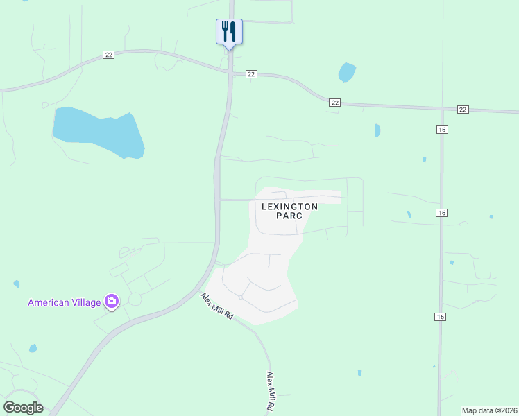 map of restaurants, bars, coffee shops, grocery stores, and more near 101 Mayflower Circle in Montevallo