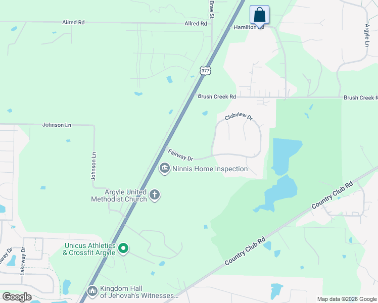 map of restaurants, bars, coffee shops, grocery stores, and more near 3345 ClubView Drive in Argyle