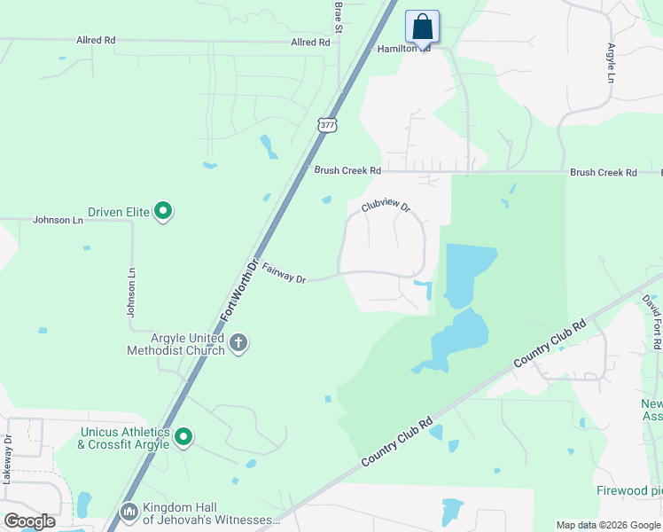 map of restaurants, bars, coffee shops, grocery stores, and more near 3341 ClubView Drive in Argyle