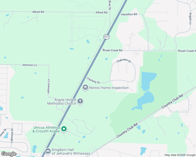 map of restaurants, bars, coffee shops, grocery stores, and more near 3516 Fairway Drive in Argyle