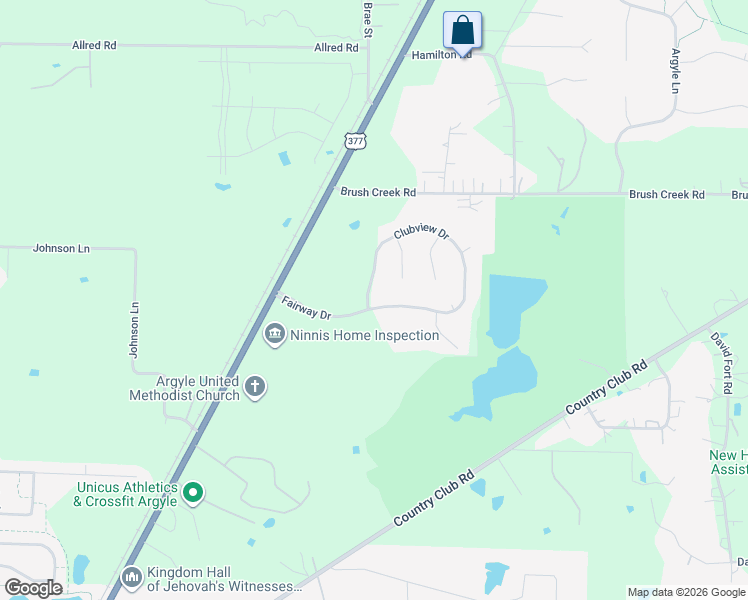 map of restaurants, bars, coffee shops, grocery stores, and more near 3345 ClubView Drive in Argyle