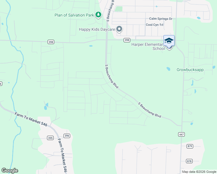 map of restaurants, bars, coffee shops, grocery stores, and more near 7447 County Road 398 in Princeton