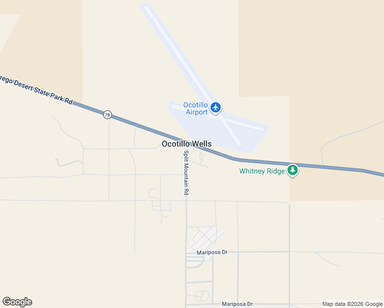 map of restaurants, bars, coffee shops, grocery stores, and more near 6001 California 78 in Borrego Springs