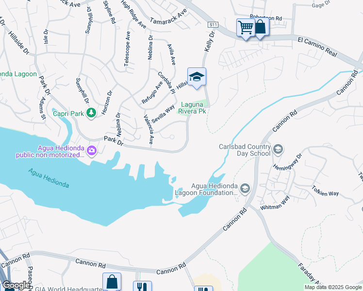 map of restaurants, bars, coffee shops, grocery stores, and more near 4874 Park Drive in Carlsbad