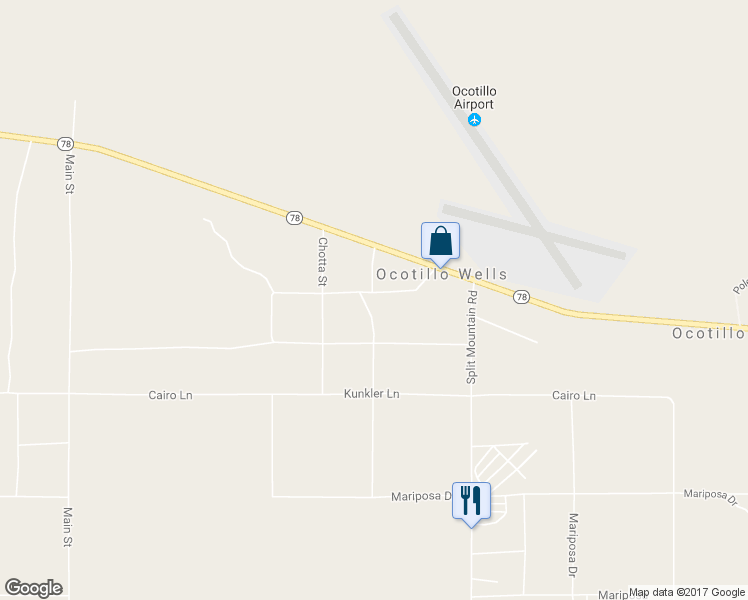 map of restaurants, bars, coffee shops, grocery stores, and more near 5913 California 78 in Borrego Springs