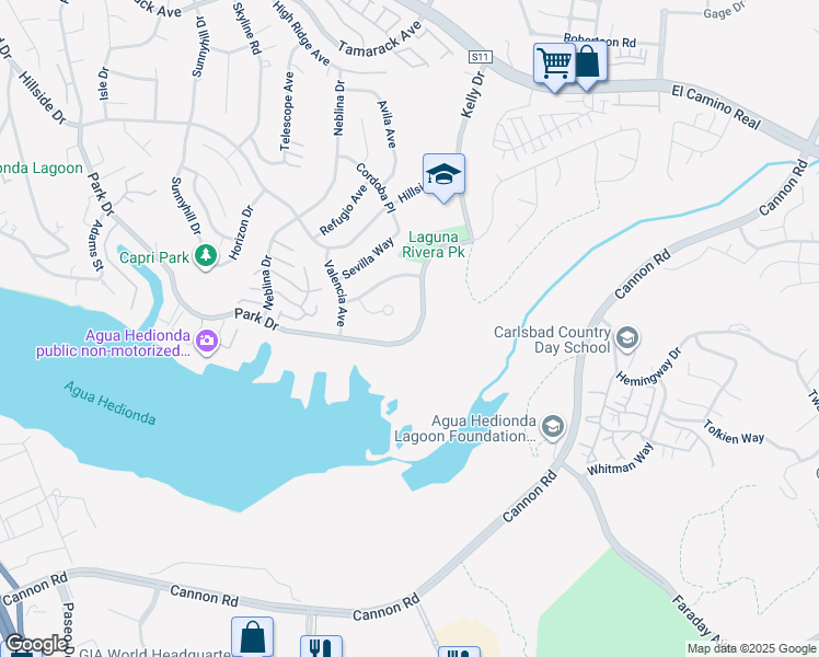 map of restaurants, bars, coffee shops, grocery stores, and more near 4874 Park Drive in Carlsbad