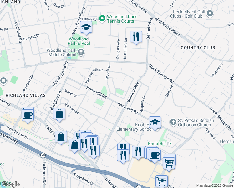 map of restaurants, bars, coffee shops, grocery stores, and more near 1460 Brook Road in San Marcos