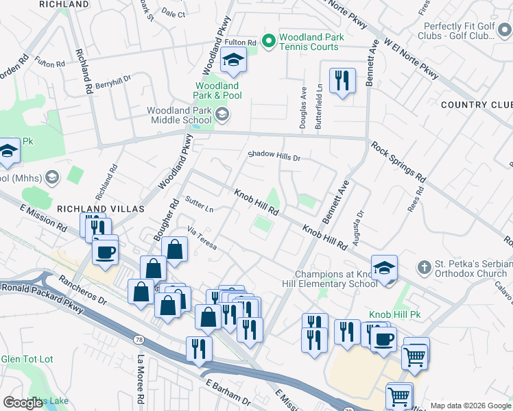 map of restaurants, bars, coffee shops, grocery stores, and more near 1477 Glen Avon Drive in San Marcos