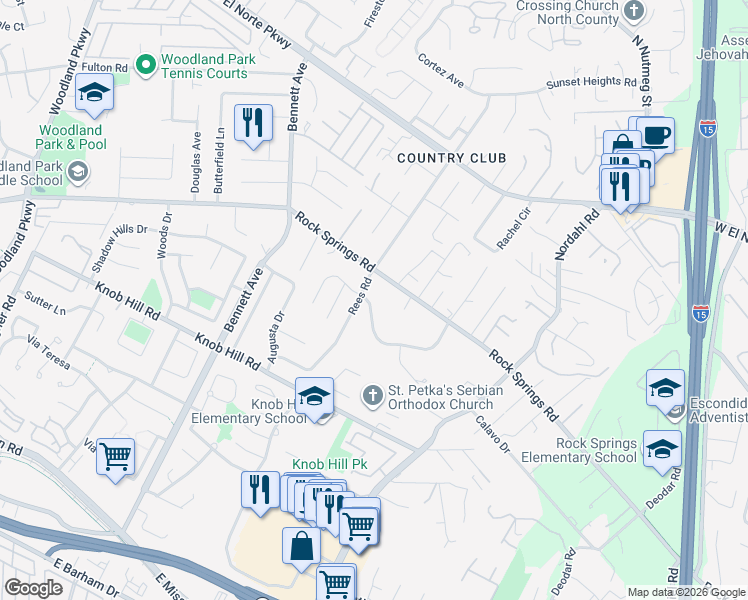 map of restaurants, bars, coffee shops, grocery stores, and more near 1800 Lindsley Park Drive in San Marcos