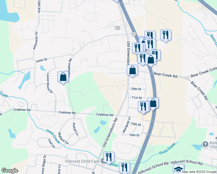 map of restaurants, bars, coffee shops, grocery stores, and more near 69TH The Knoll in Tuscaloosa