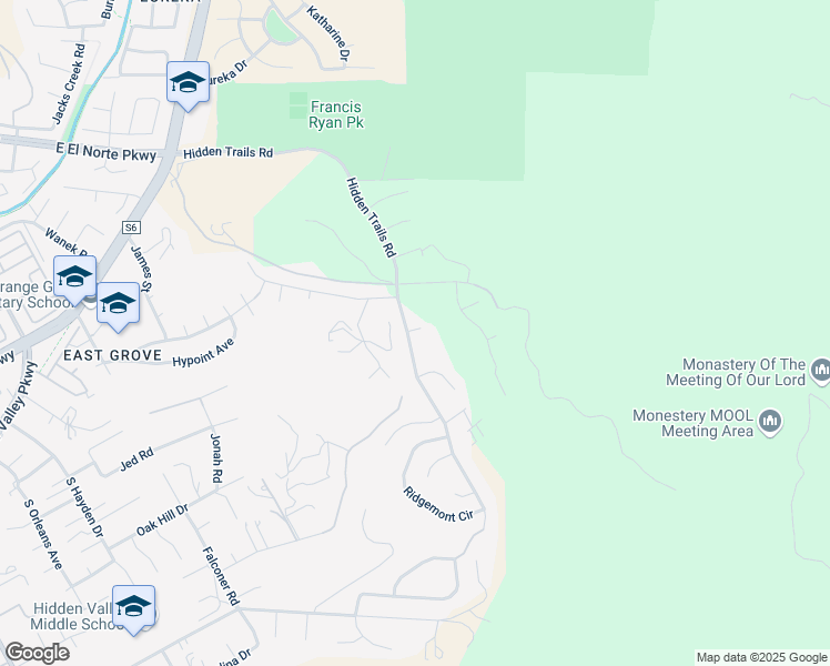 map of restaurants, bars, coffee shops, grocery stores, and more near 320 Hidden Trails Road in Escondido