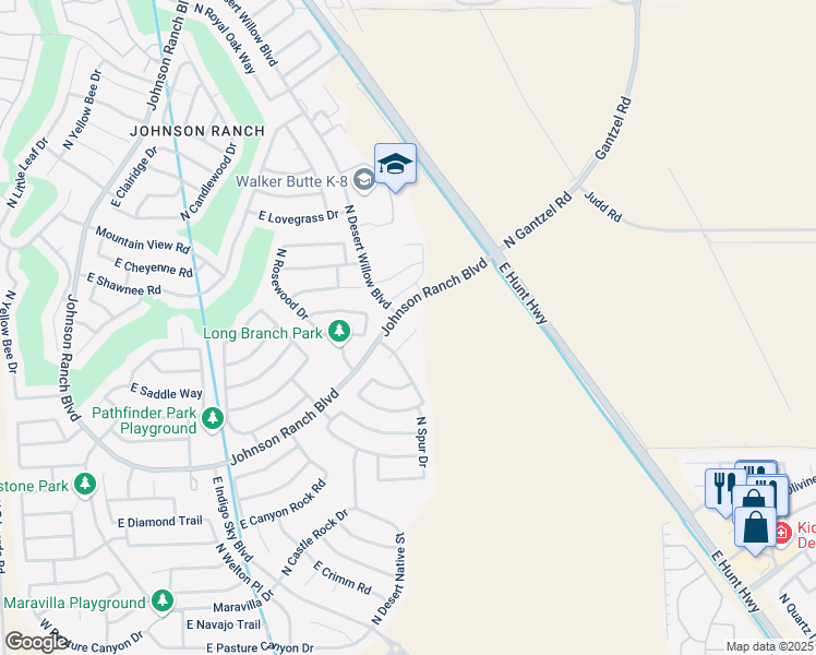 map of restaurants, bars, coffee shops, grocery stores, and more near 29132 North Cactus Circle in San Tan Valley