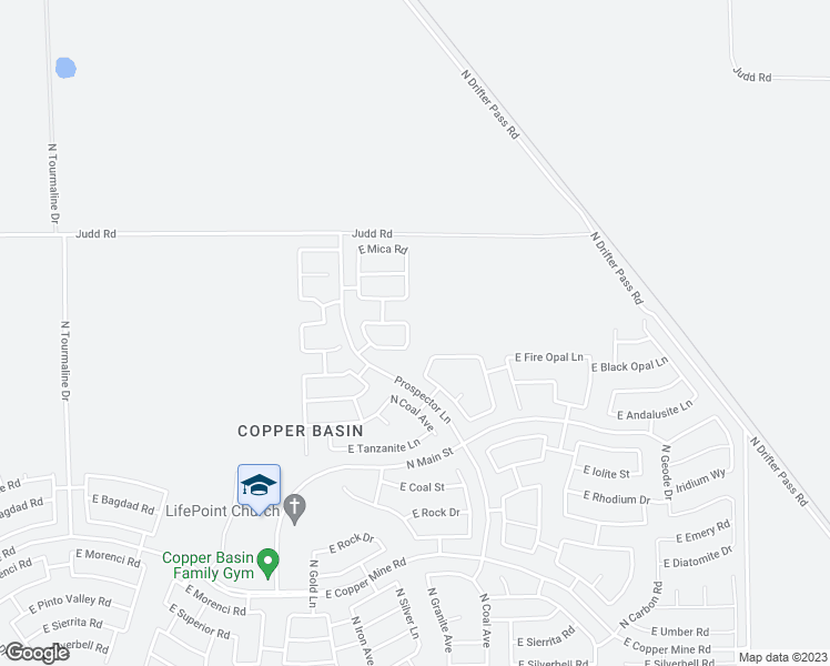 map of restaurants, bars, coffee shops, grocery stores, and more near 29165 North Pyrite Lane in San Tan Valley
