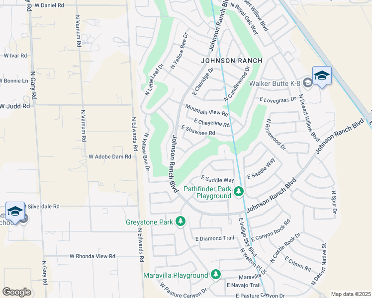 map of restaurants, bars, coffee shops, grocery stores, and more near 124 East Saddle Way in Queen Creek