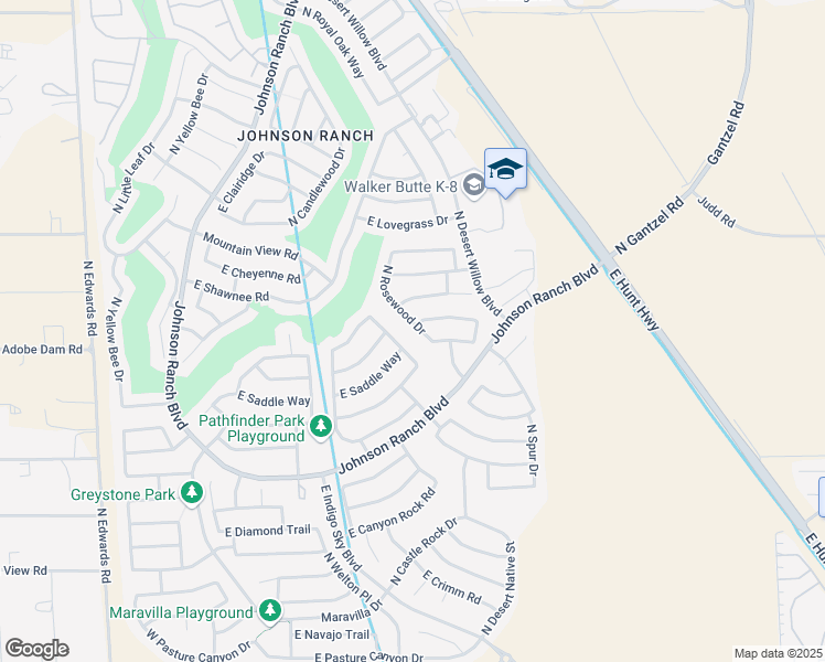 map of restaurants, bars, coffee shops, grocery stores, and more near 29170 North Rosewood Drive in Queen Creek