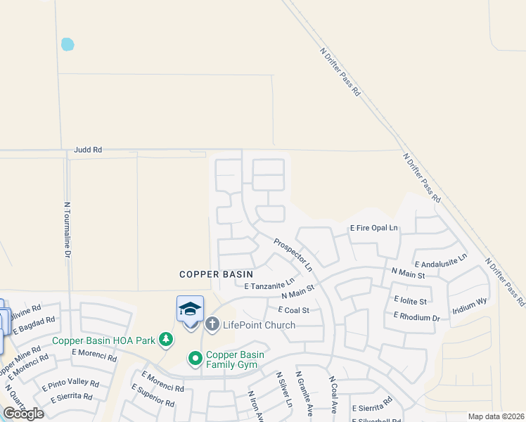 map of restaurants, bars, coffee shops, grocery stores, and more near 29140 North Lazurite Way in Queen Creek