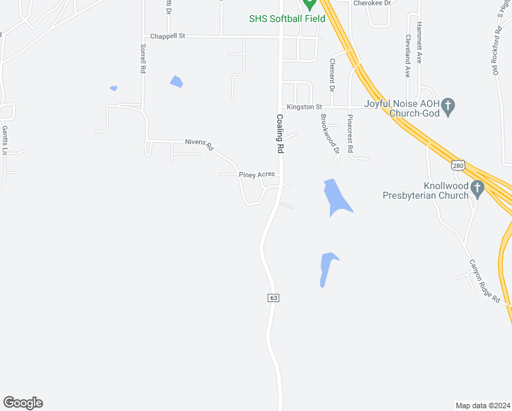 map of restaurants, bars, coffee shops, grocery stores, and more near 112 Dudley Drive in Sylacauga