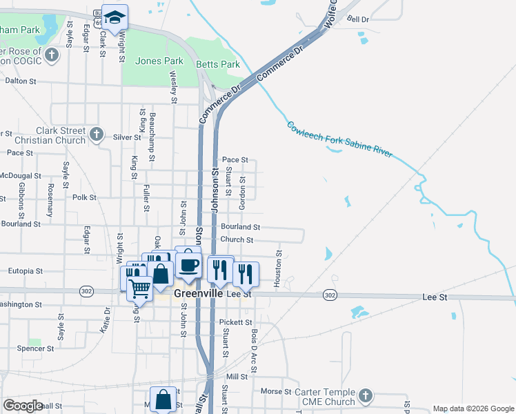 map of restaurants, bars, coffee shops, grocery stores, and more near 2018 Stevens Street in Greenville