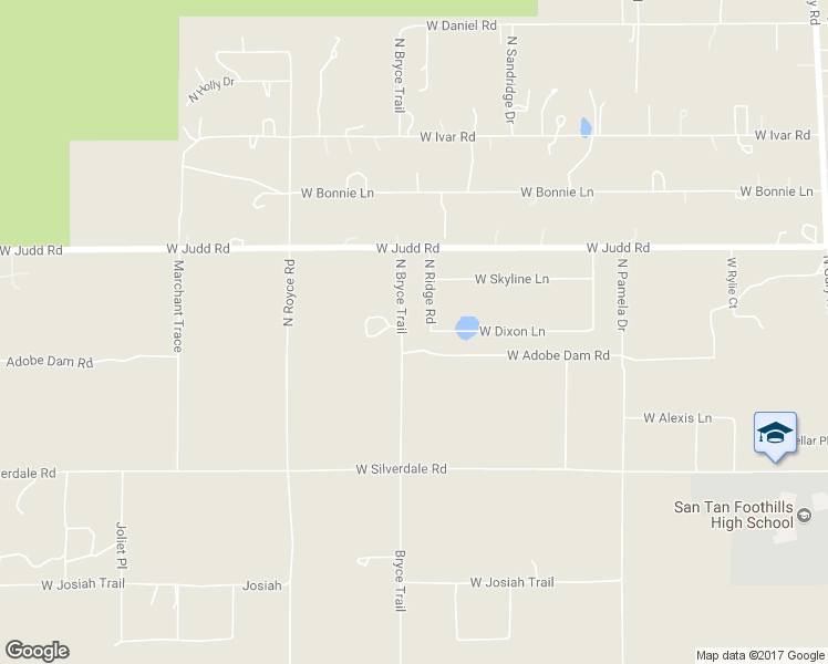 map of restaurants, bars, coffee shops, grocery stores, and more near 29184 North Ridge Road in Queen Creek