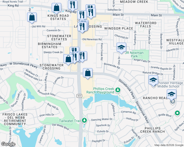 map of restaurants, bars, coffee shops, grocery stores, and more near 506 Quarter Horse Lane in Frisco
