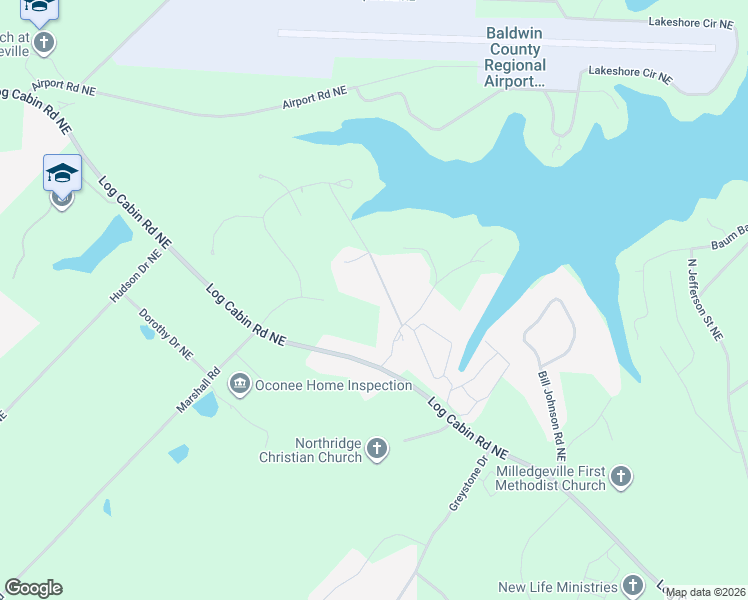 map of restaurants, bars, coffee shops, grocery stores, and more near 114 Denhaven Drive in Milledgeville