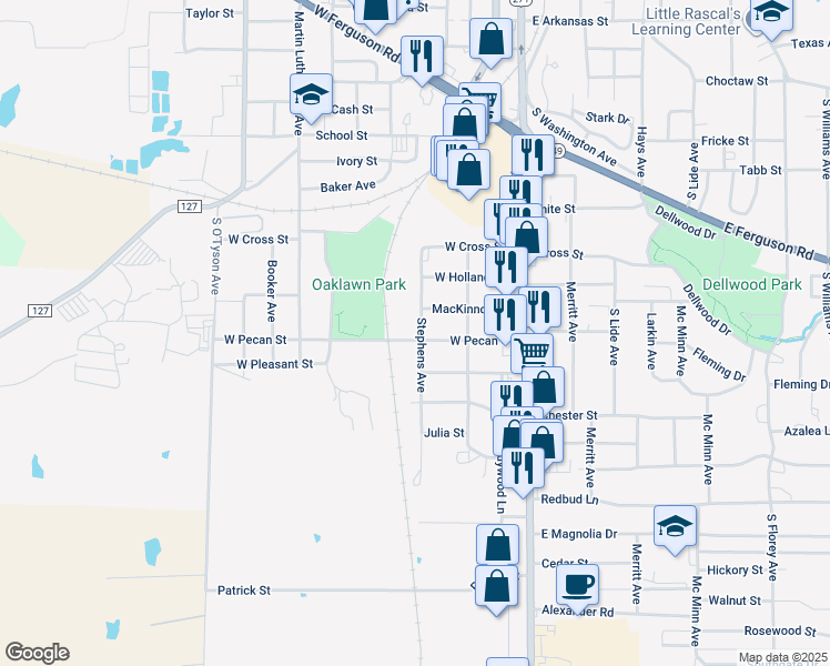map of restaurants, bars, coffee shops, grocery stores, and more near 1208 Stephens Avenue in Mount Pleasant