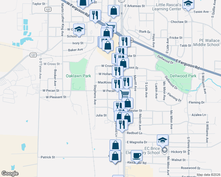 map of restaurants, bars, coffee shops, grocery stores, and more near 101 McKinnon Street in Mount Pleasant