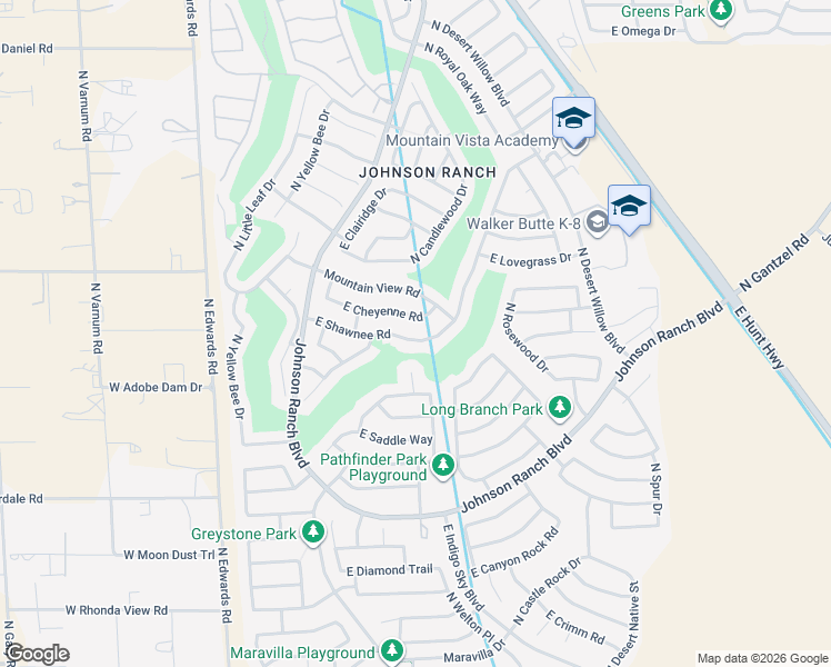 map of restaurants, bars, coffee shops, grocery stores, and more near 435 East Cheyenne Road in San Tan Valley