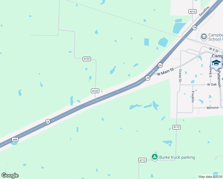 map of restaurants, bars, coffee shops, grocery stores, and more near 1100 Texas 24 in Campbell