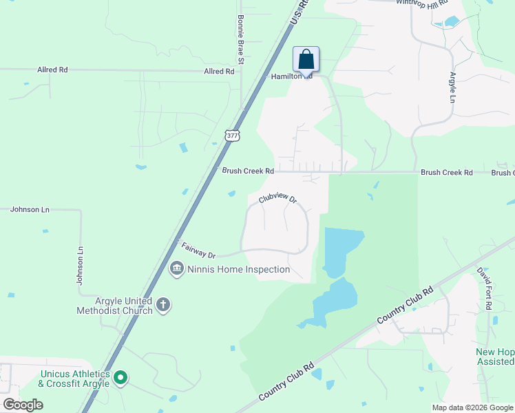 map of restaurants, bars, coffee shops, grocery stores, and more near 3317 ClubView Drive in Argyle