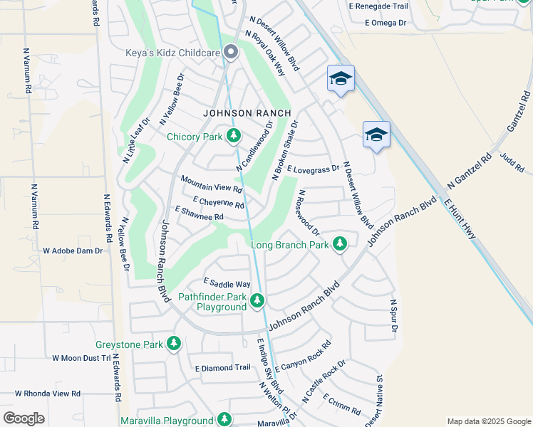 map of restaurants, bars, coffee shops, grocery stores, and more near 657 East Shawnee Road in Queen Creek