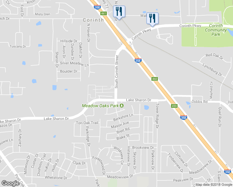 map of restaurants, bars, coffee shops, grocery stores, and more near 2035 South Corinth Street in Corinth