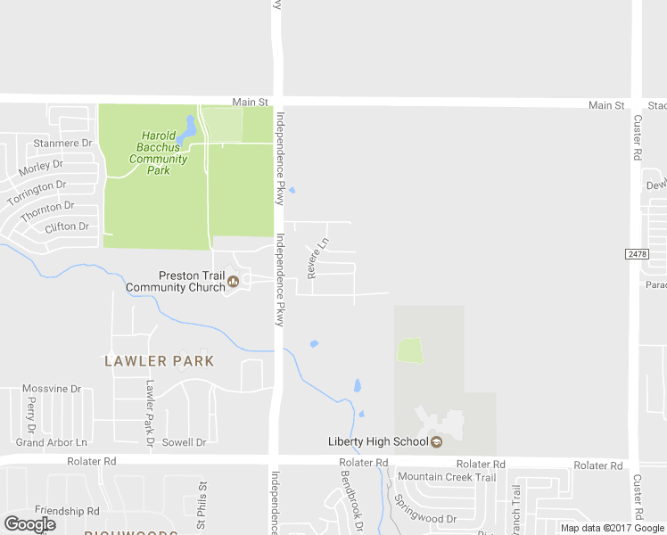 map of restaurants, bars, coffee shops, grocery stores, and more near 14872 Kemps Landing in Frisco