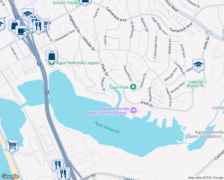 map of restaurants, bars, coffee shops, grocery stores, and more near 4539 Cove Drive in Carlsbad