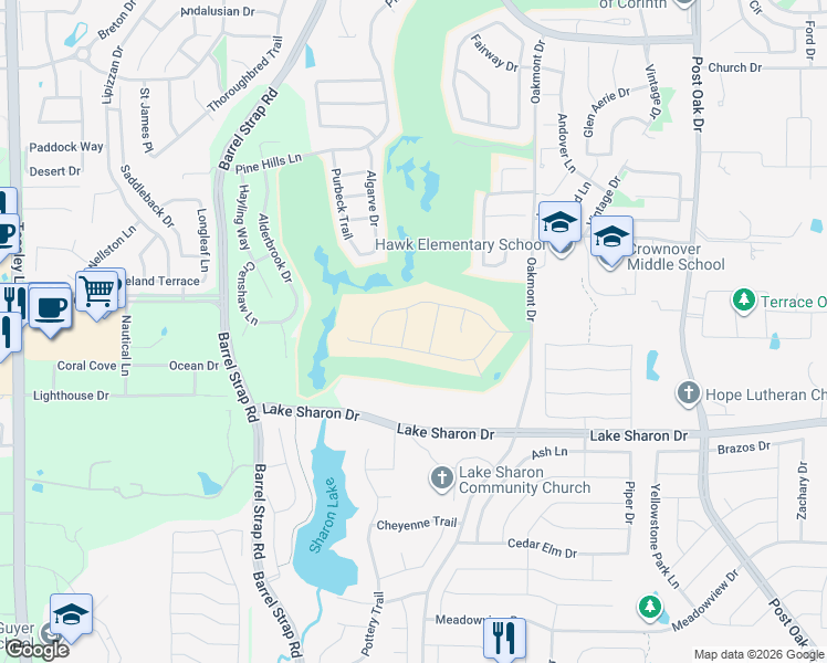 map of restaurants, bars, coffee shops, grocery stores, and more near 2355 Heartland Road in Denton
