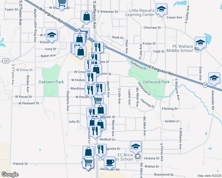 map of restaurants, bars, coffee shops, grocery stores, and more near 1105 Merritt Avenue in Mount Pleasant