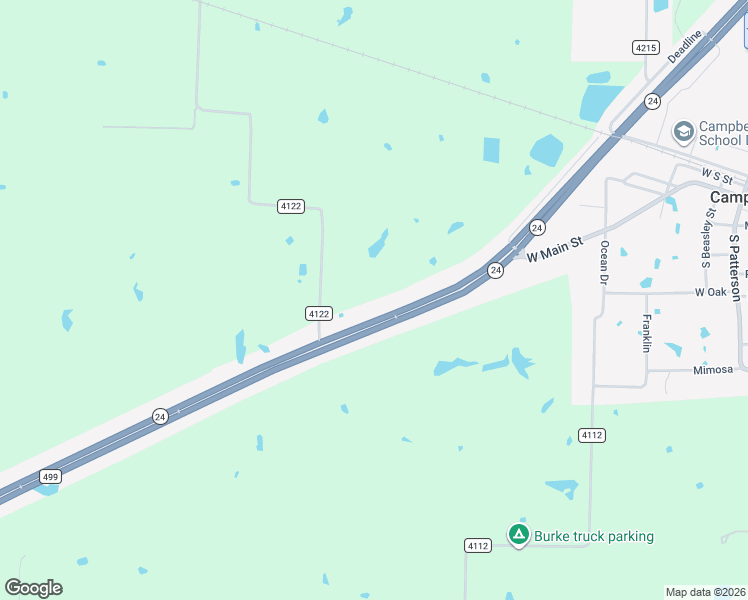 map of restaurants, bars, coffee shops, grocery stores, and more near 1100 Texas 24 in Campbell