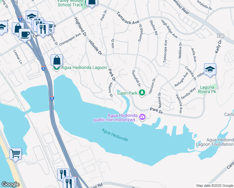 map of restaurants, bars, coffee shops, grocery stores, and more near 4539 Cove Drive in Carlsbad